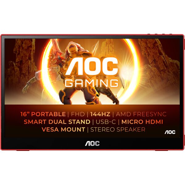 aoc tv portatile  16g3 e monitor nero, rosso 39,6 cm (15.6) tft 1920 x 1080 pixel [16g3]