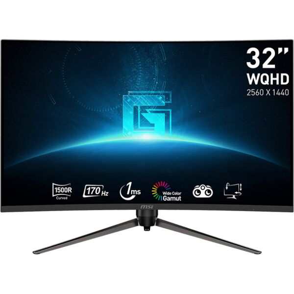 msi g32cq5p monitor pc 80 cm (31.5) 2560 x 1440 pixel wide quad hd lcd nero [g32cq5p]