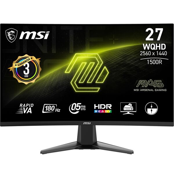 msi mag 27cq6f monitor pc 68,6 cm (27) 2560 x 1440 pixel quad hd lcd nero [9s6-3cd91m-002]