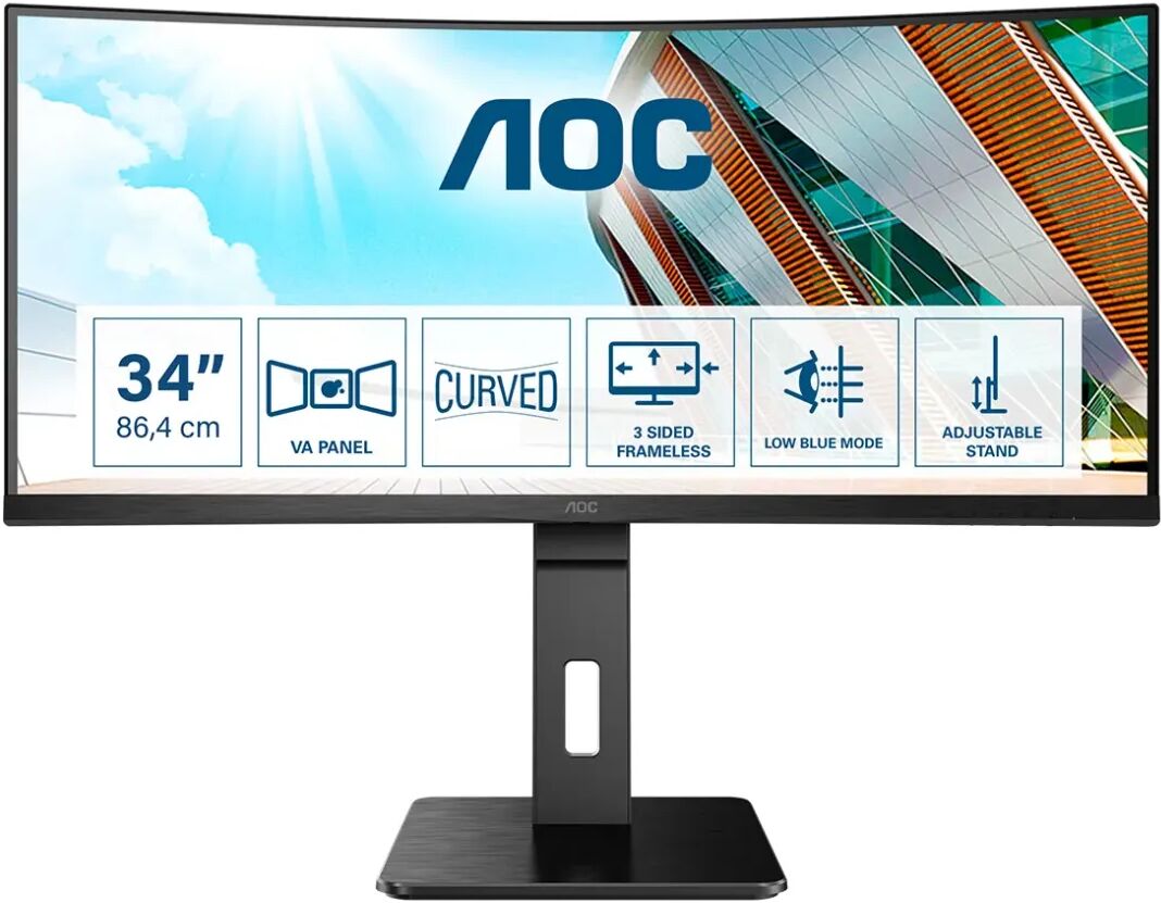 AOC Monitor  P2 CU34P2A LED display 86,4 cm (34") 3440 x 1440 Pixel Quad HD Nero [CU34P2A]