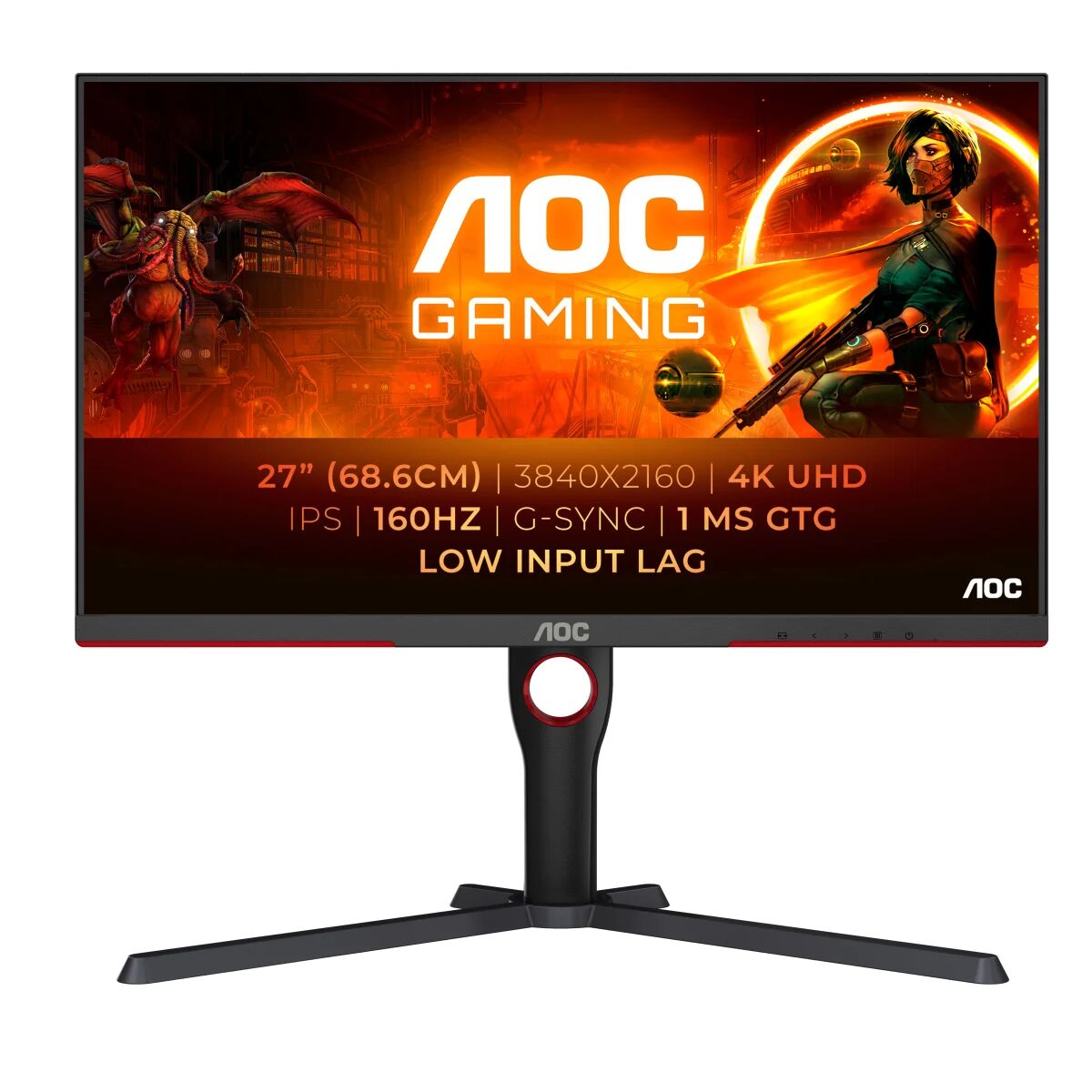 AOC G3 U27G3X/BK Monitor PC 68,6 cm (27") 3840 x 2160 Pixel 4K Ultra HD LED Nero, Rosso [U27G3X/BK]