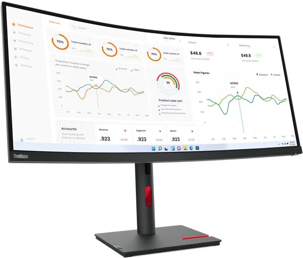 Lenovo Monitor  ThinkVision T34w-30 LED display 86,4 cm (34") 3440 x 1440 Pixel Wide Quad HD Nero [63D4GAT1EU]