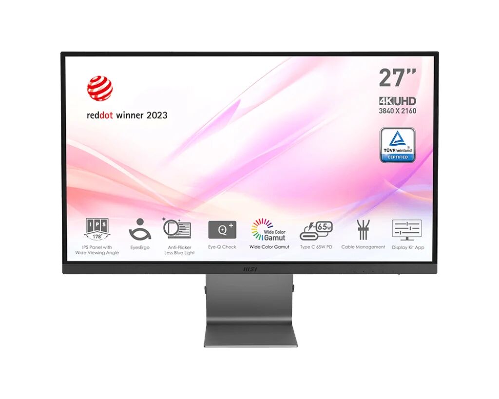 MSI Modern MD271UL Monitor PC 68,6 cm (27") 3840 x 2160 Pixel 4K Ultra HD Grigio [9S6-3PB8CH-003]