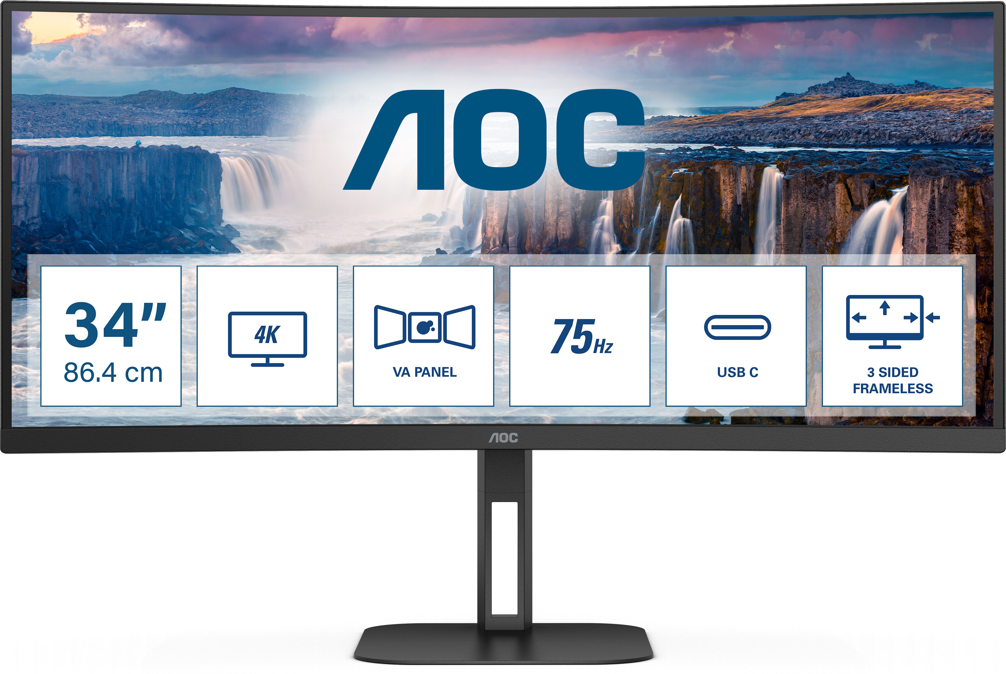 AOC Monitor  V5 CU34V5C/BK LED display 86,4 cm (34") 3440 x 1440 Pixel Wide Quad HD Nero [CU34V5C/BK]