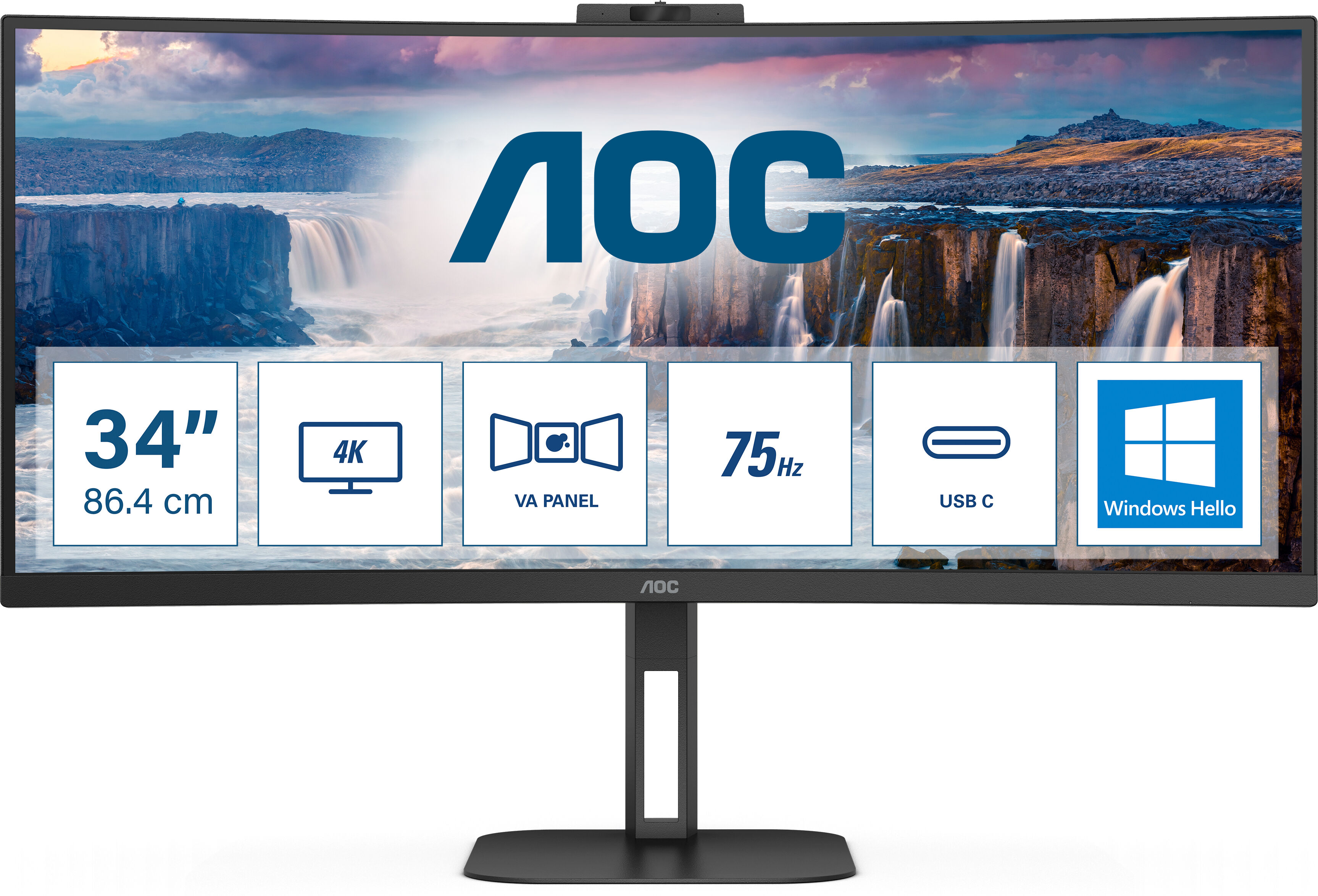 AOC Monitor  V5 CU34V5CW/BK LED display 86,4 cm (34") 3440 x 1440 Pixel Wide Quad HD Nero [CU34V5CW/BK]