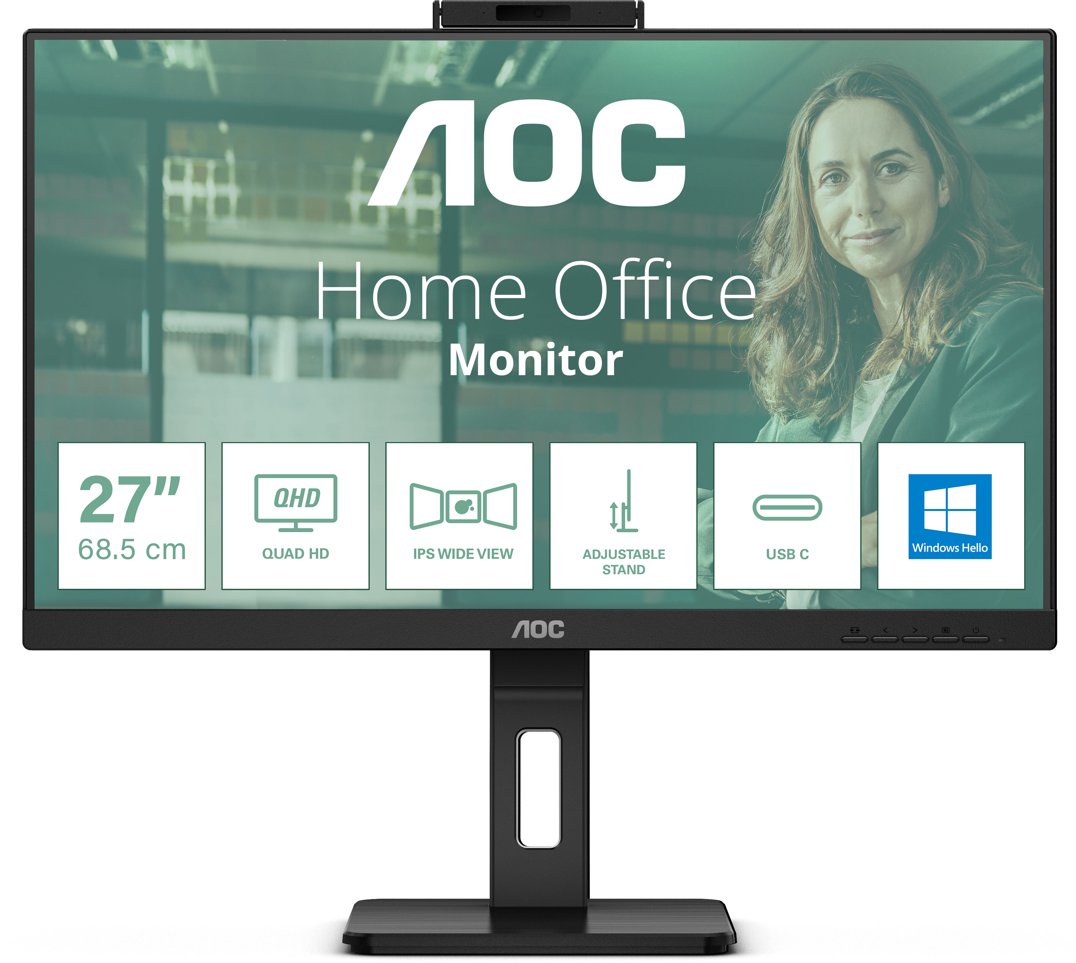 AOC Q27P3CW Monitor PC 68,6 cm (27") 2560 x 1440 Pixel Quad HD LED Nero [Q27P3CW]