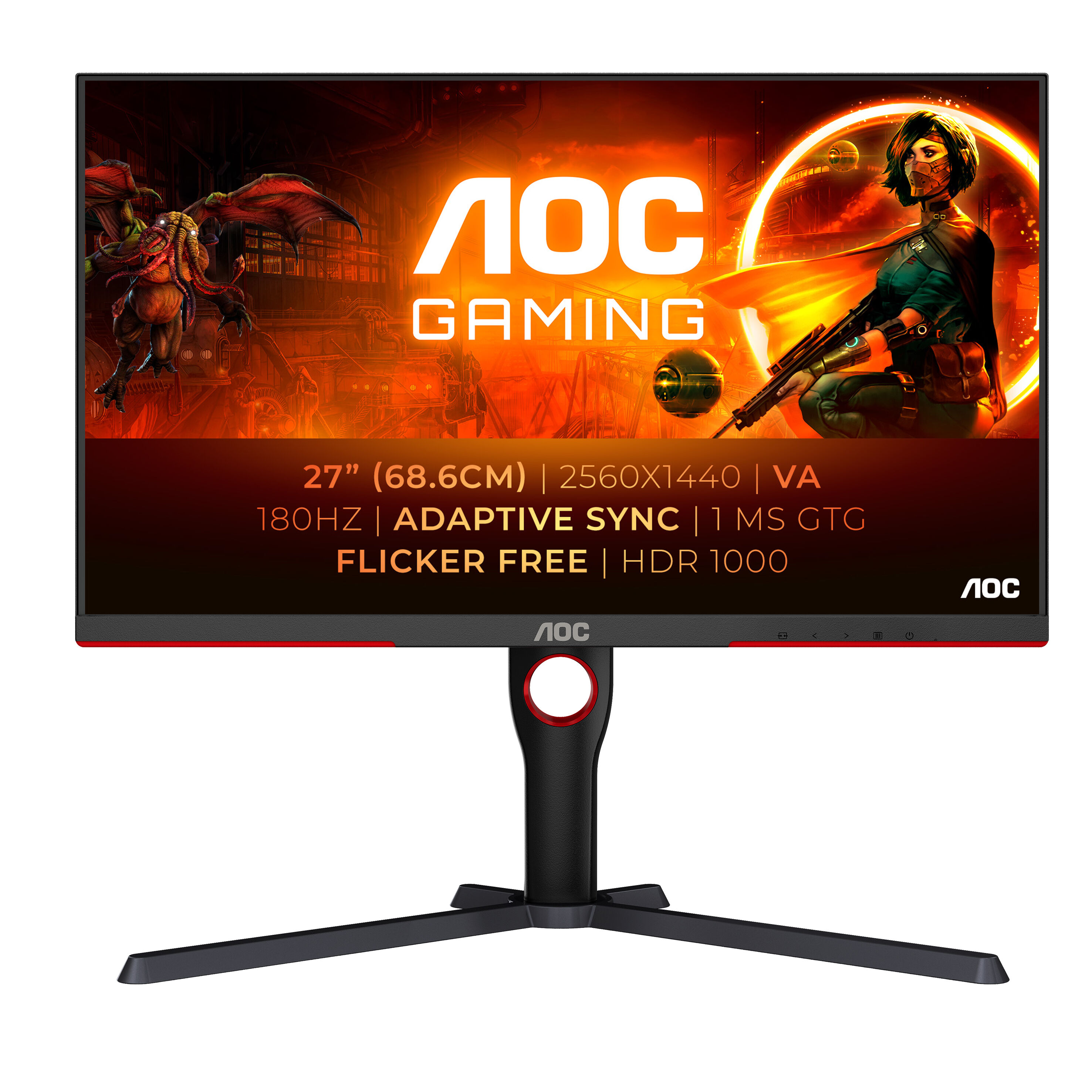 AOC G3 Q27G3XMN/BK Monitor PC 68,6 cm (27") 2560 x 1440 Pixel 2K Ultra HD LED Nero [Q27G3XMN/BK]