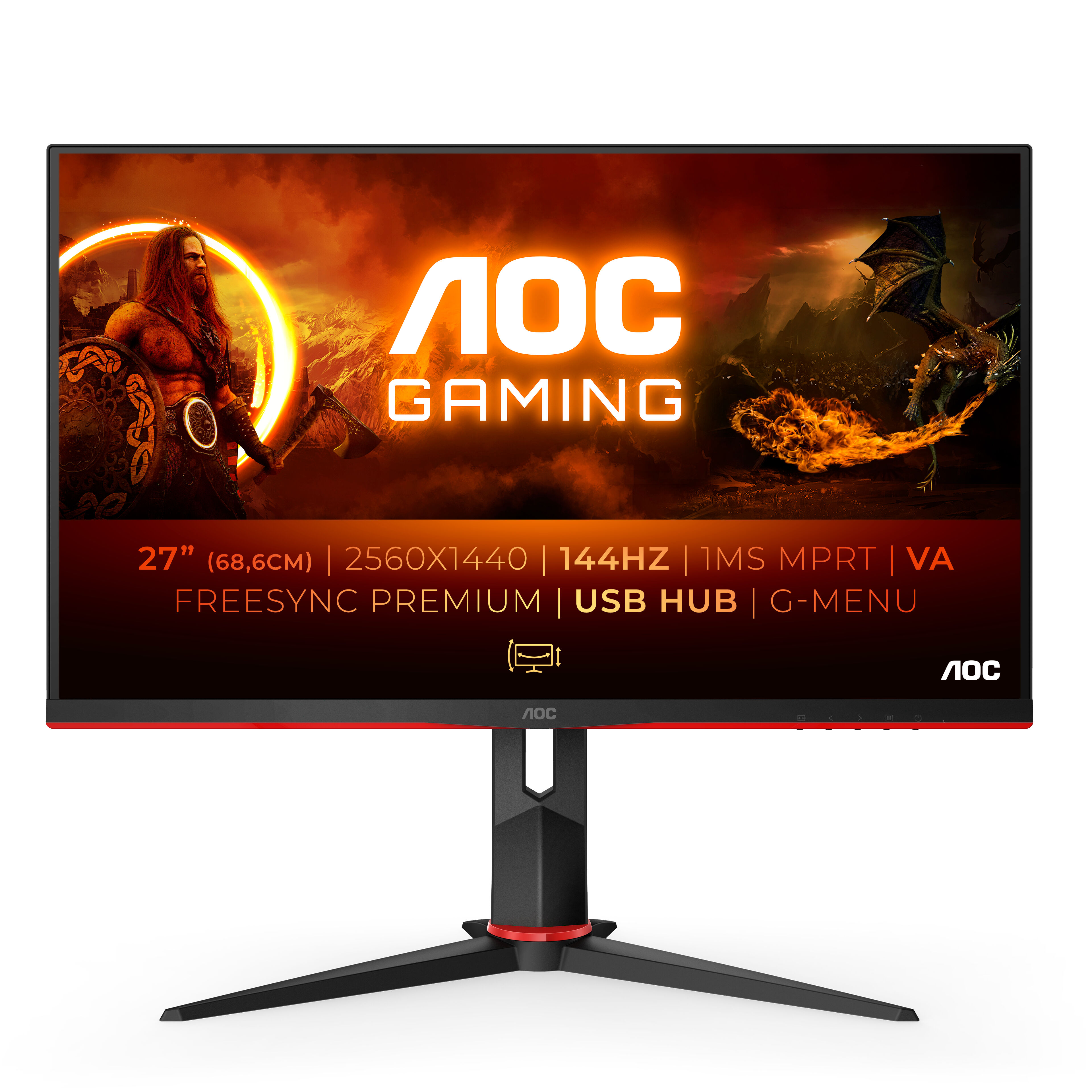 AOC G2 Q27G2U/BK Monitor PC 68,6 cm (27") 2560 x 1440 Pixel Quad HD LED Nero, Rosso [ Q27G2U/BK]