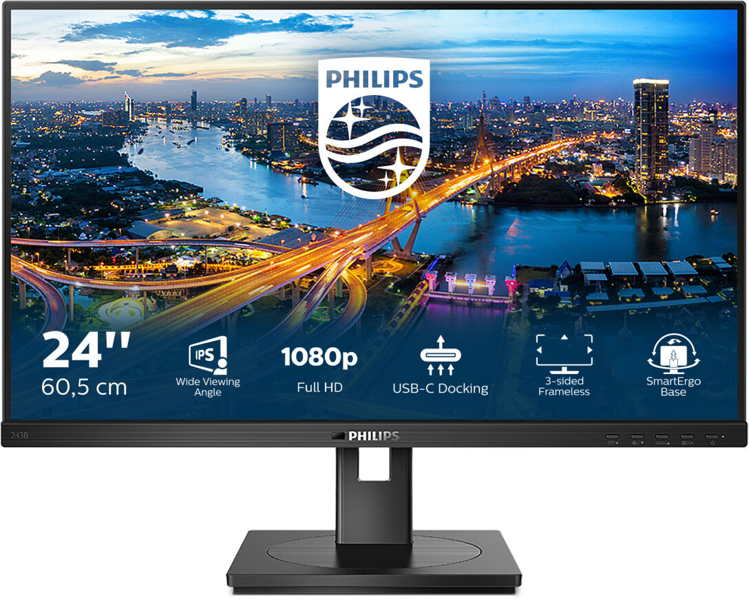 Philips Monitor  B Line 243B1/00 LED display 60,5 cm (23.8") 1920 x 1080 Pixel Full HD Nero [243B1/00]