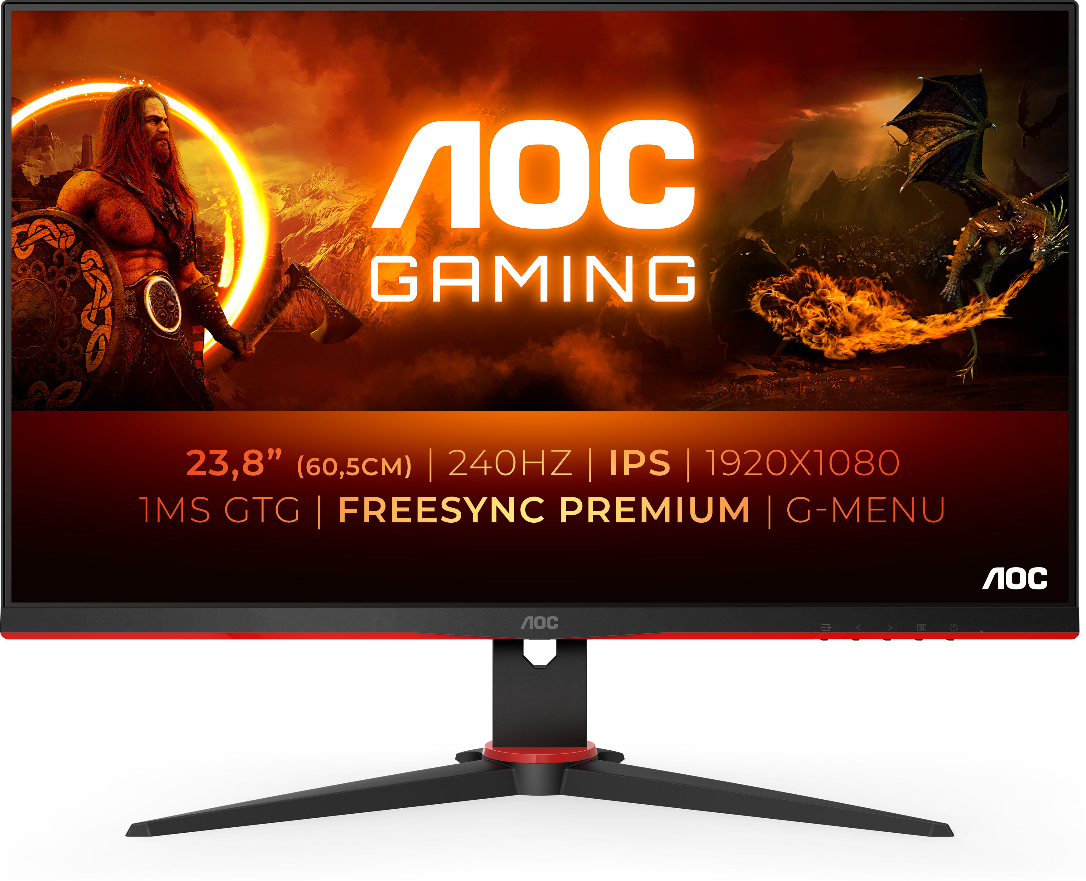 AOC Monitor  G2 24G2ZE/BK LED display 60,5 cm (23.8") 1920 x 1080 Pixel Full HD Nero, Rosso [24G2ZE/BK]