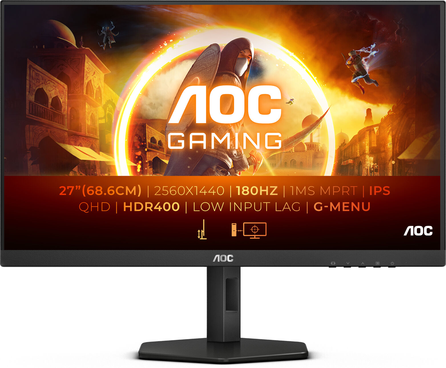 AOC Monitor  Q27G4X LED display 68,6 cm (27") 2560 x 1440 Pixel Quad HD LCD Nero, Rosso [Q27G4X]