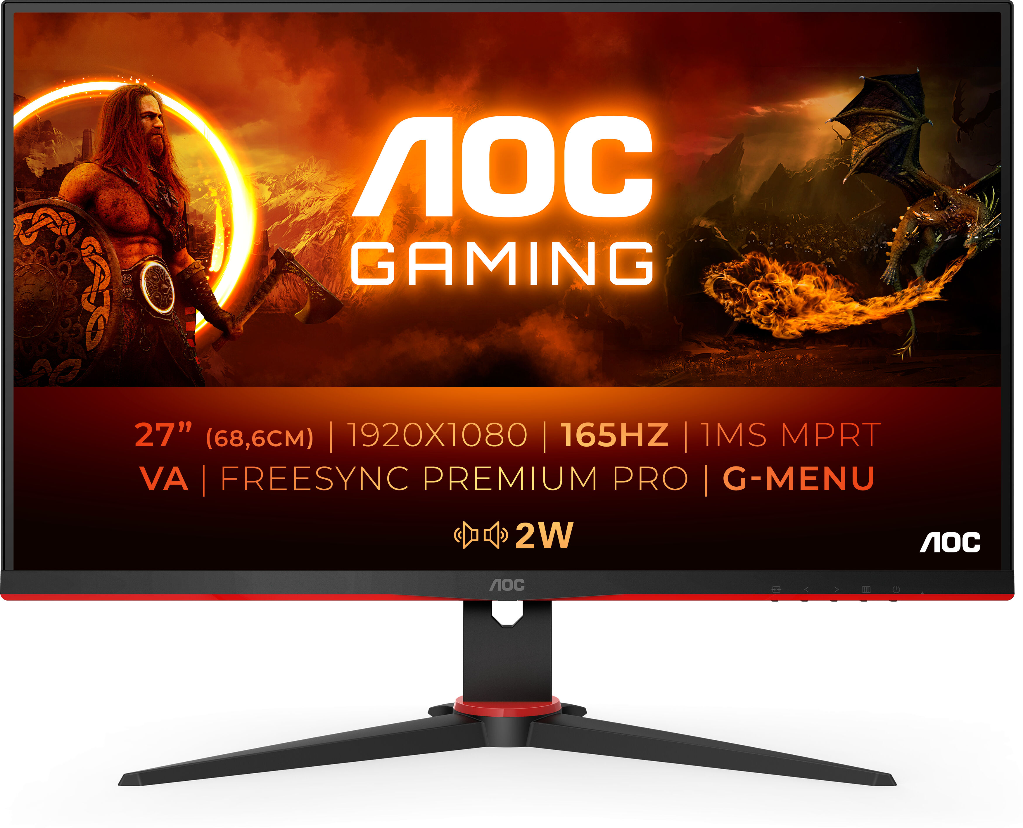 AOC 27G2SAE/BK Monitor PC 68,6 cm (27") 1920 x 1080 Pixel Full HD LED Nero, Rosso [27G2SAE/BK]