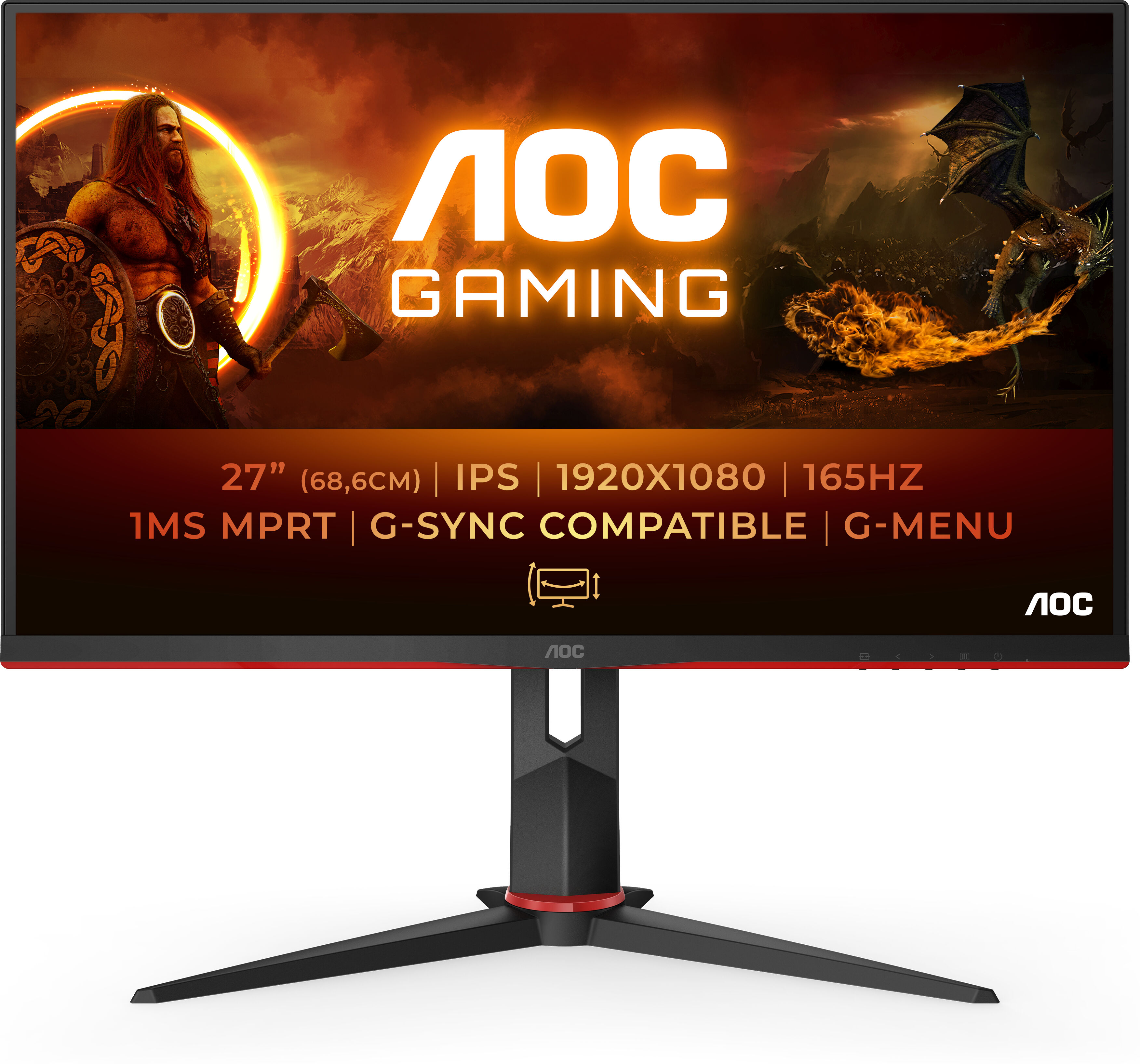 AOC 27G2SPU/BK Monitor PC 68,6 cm (27") 1920 x 1080 Pixel Full HD Nero, Rosso [27G2SPU/BK]