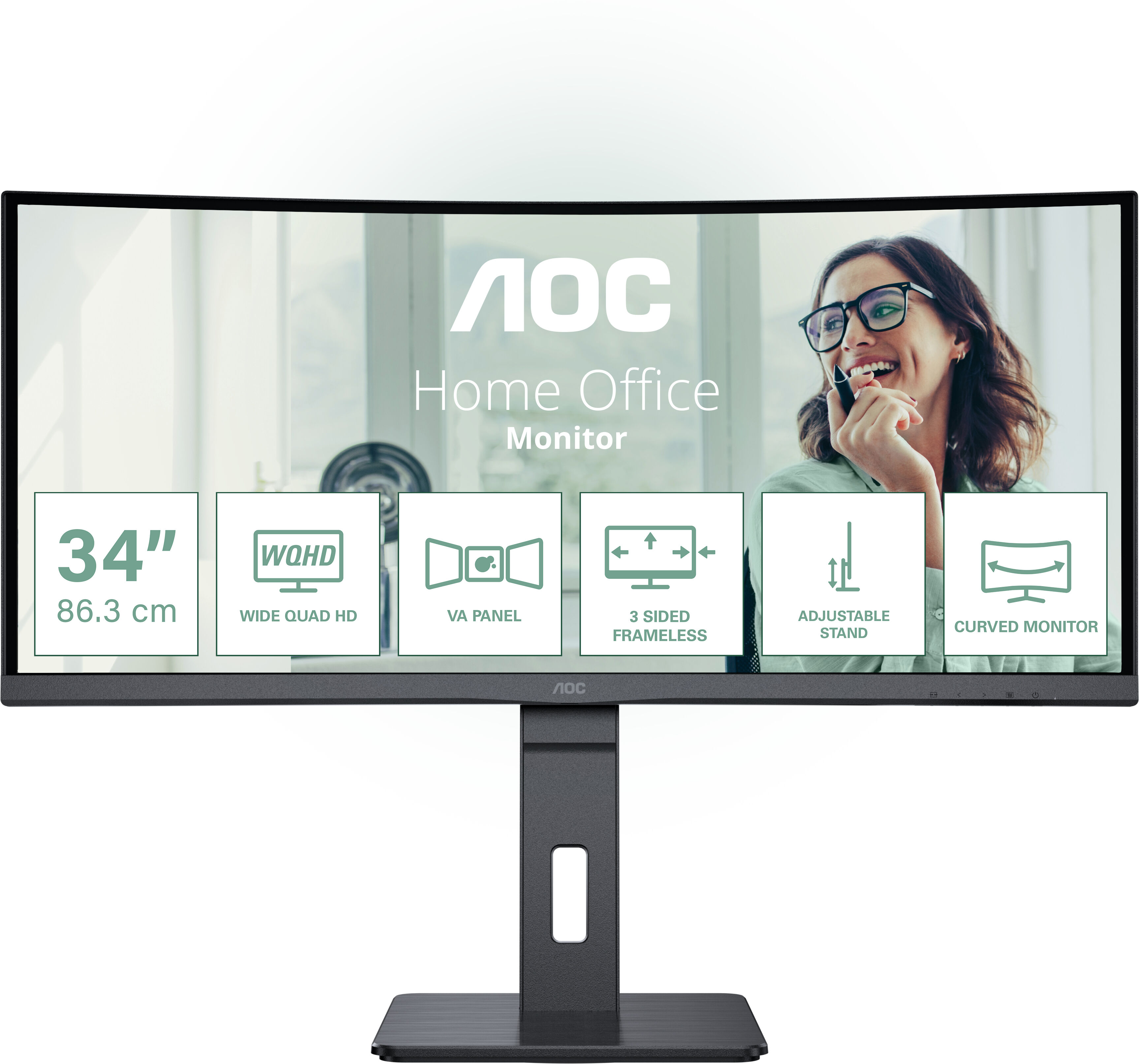 AOC CU34P3CV Monitor PC 86,4 cm (34") 3440 x 1440 Pixel UltraWide Quad HD LED Nero [CU34P3CV]