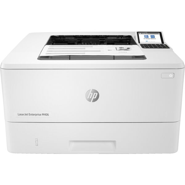 hp stampante laser  laserjet enterprise m406dn, bianco e nero, per aziendale, stampa, compatta; avanzate funzionalità di sicurezza; stampa fronte/retro; efficienza energetica; da porta usb frontale [3pz15a#b19]