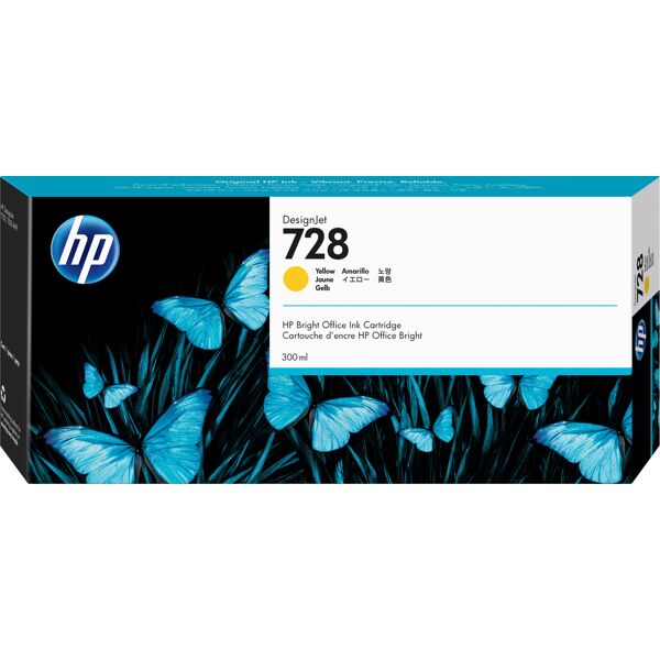 hp cartuccia inchiostro giallo designjet 728, 300 ml [f9k15a]