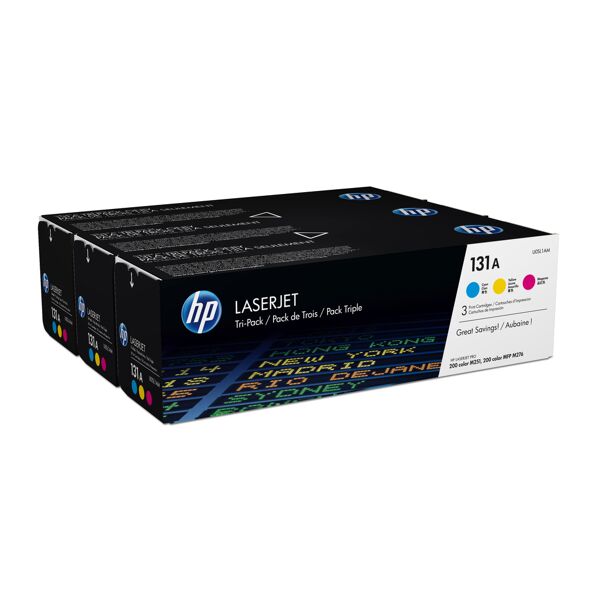 hp confezione da 3 cartucce toner originali ciano/magenta/giallo laserjet 131a [u0sl1am]