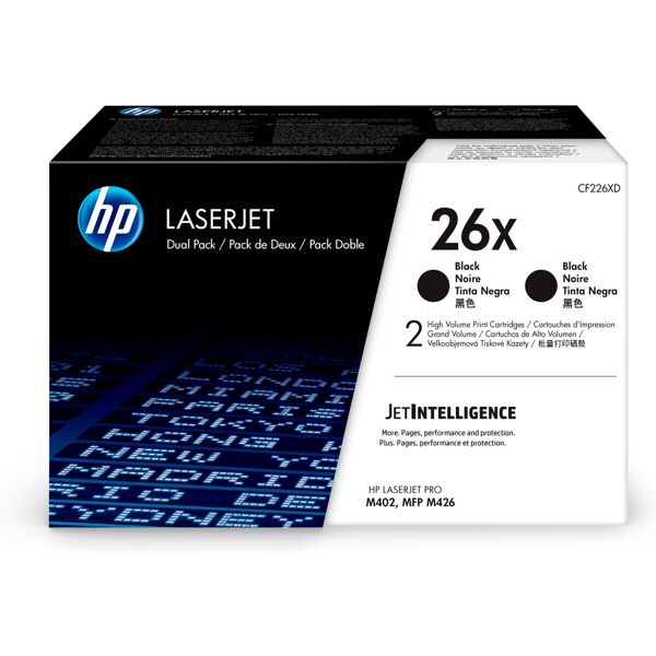 hp confezione da 2 cartucce toner originali nero ad alta capacità laserjet 26x [cf226xd]