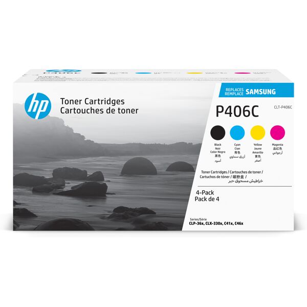 hp samsung confezione da 4 cartucce toner originali  clt-p406c (ciano/magenta/giallo/nero) [su375a]