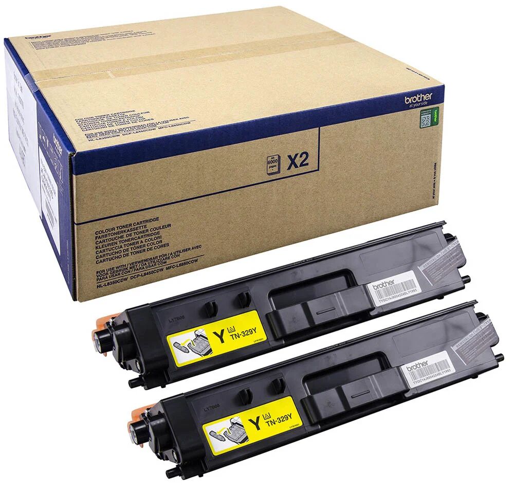 Brother TN-329YTWIN cartuccia toner 2 pz Originale Giallo [TN329YTWIN]