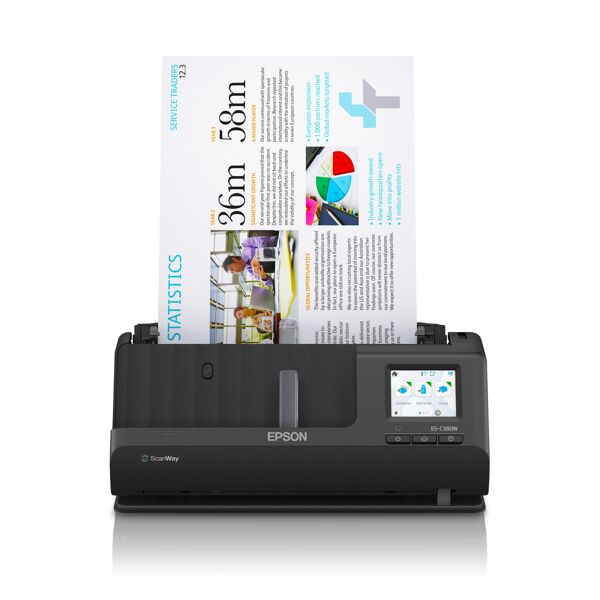 epson es-c380w scanner con adf + alimentatore di fogli 600 x dpi a4 nero [b11b269401 ]