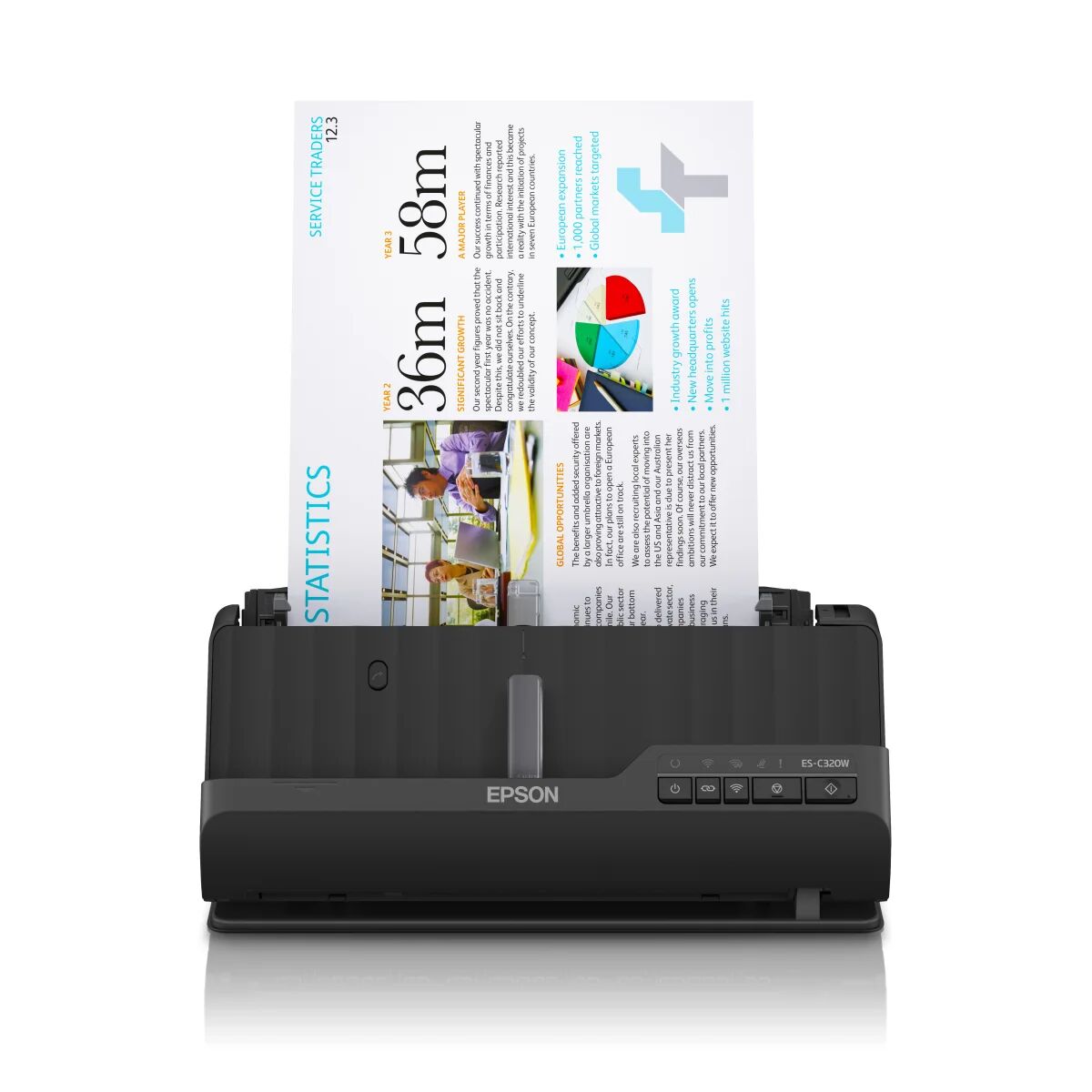 Epson ES-C320W Scanner con ADF + alimentatore di fogli 600 x DPI A4 Nero [B11B270401]