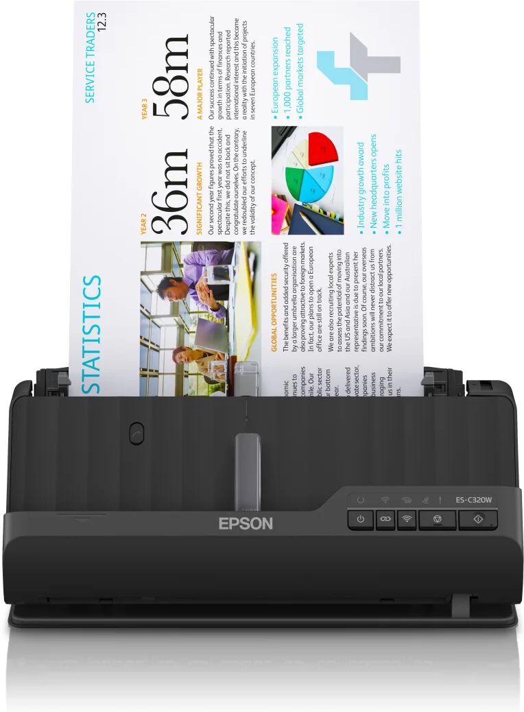 Epson ES-C320W Scanner con ADF + alimentatore di fogli 600 x DPI A4 Nero [B11B270401]