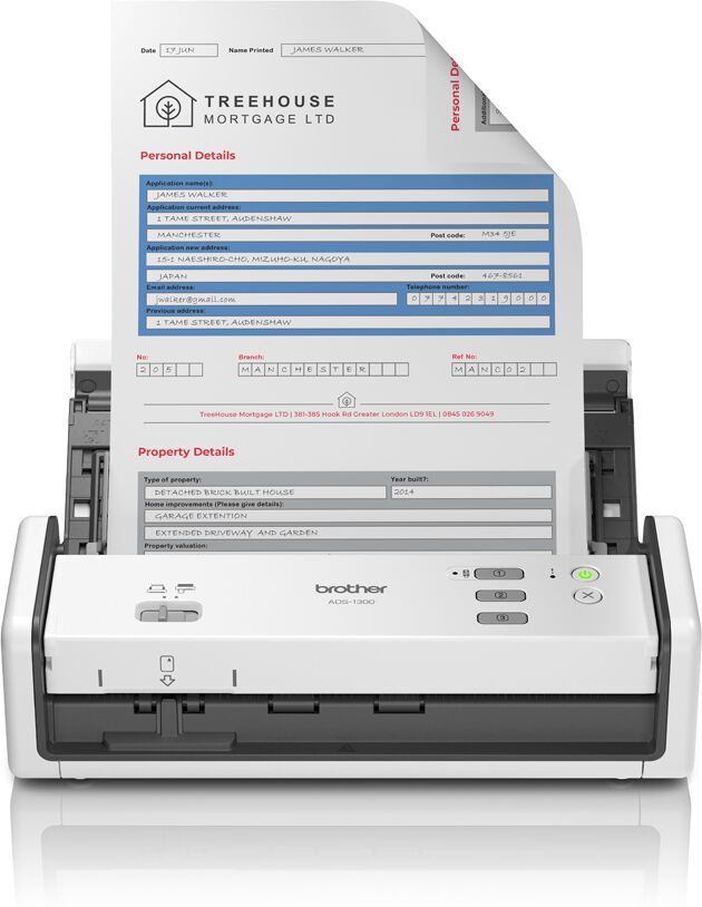 Brother ADS-1300 Scanner ADF 1200 x DPI A4 Bianco [ADS1300UN1]