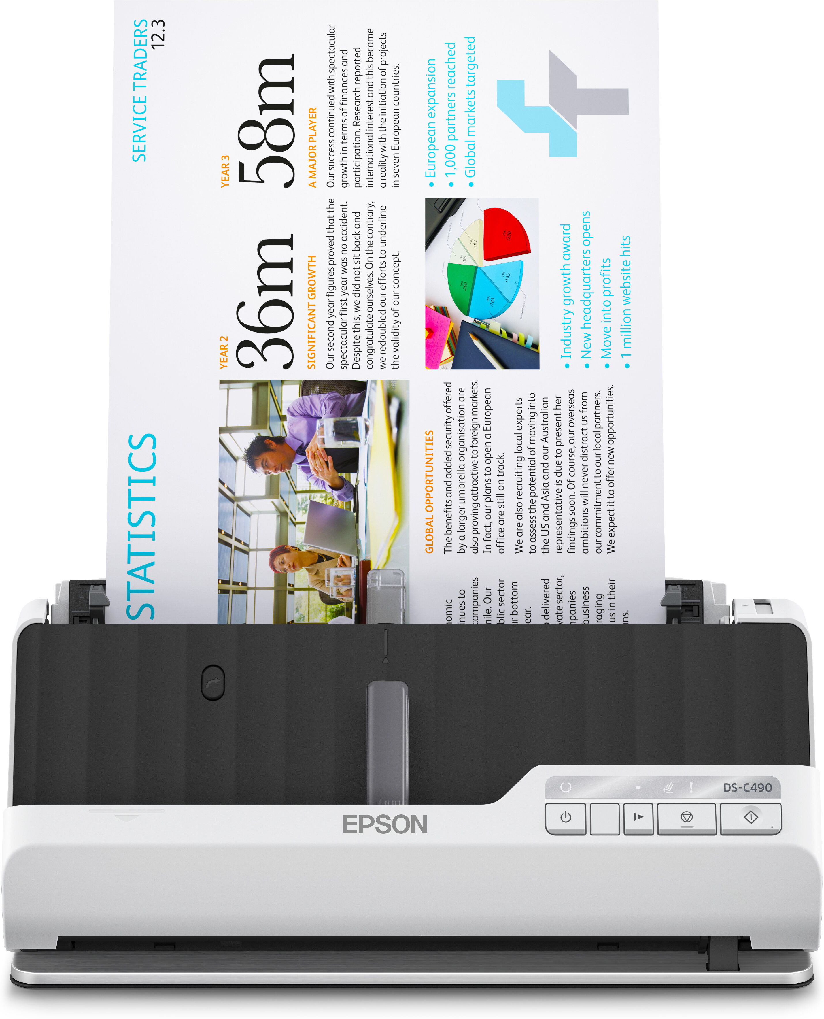 Epson DS-C490 Scanner con ADF + alimentatore di fogli 600 x DPI A4 Nero, Bianco [B11B271401]