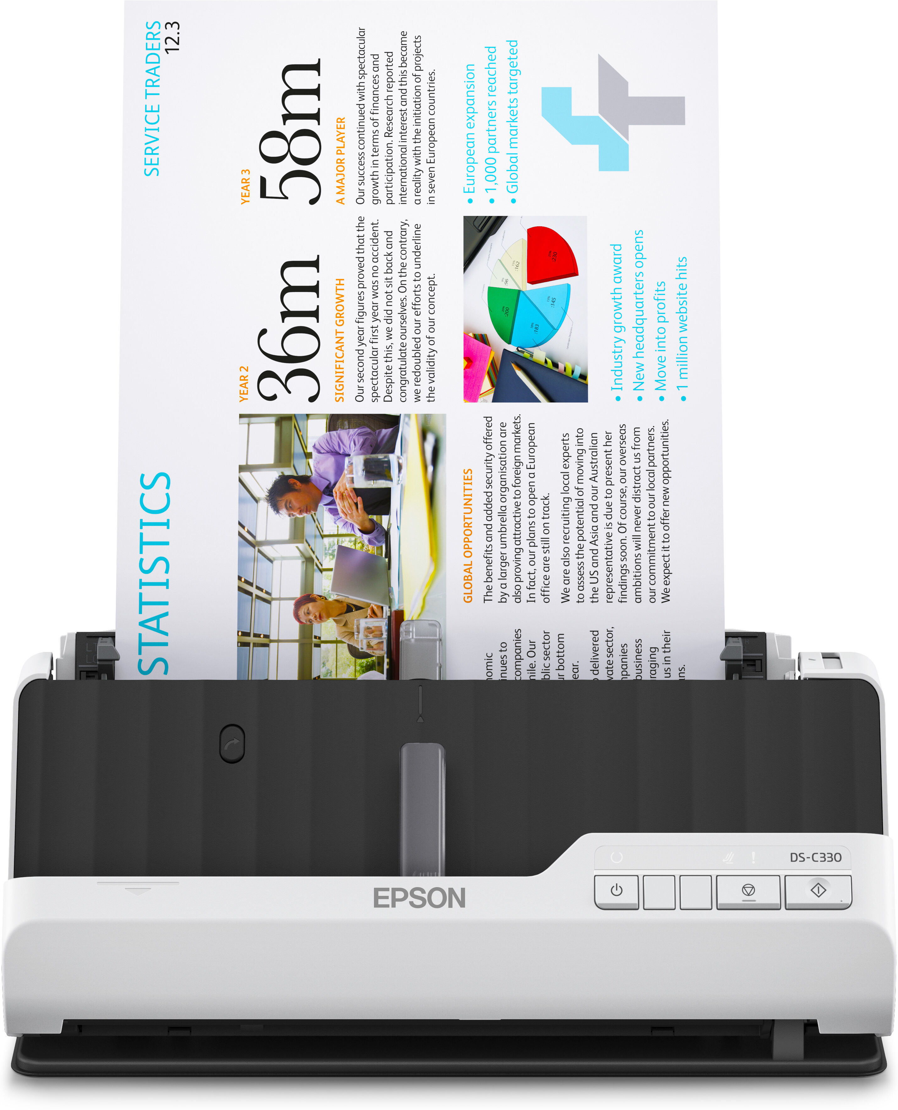 Epson DS-C330 Scanner con ADF + alimentatore di fogli 600 x DPI A4 Nero, Bianco [B11B272401]