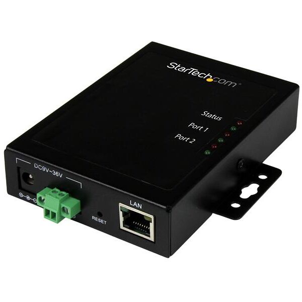 startech.com server per dispositivi seriali a ethernet ip 2 porte - rs232 montabile e in metallo [netrs2322p]