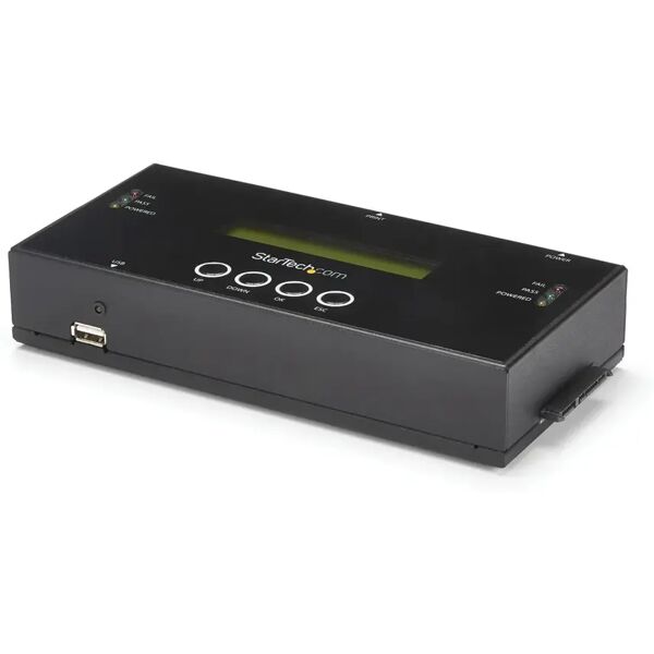 startech.com duplicatore ed eraser standalone 1:1 per hard disk hdd/ssd sas e sata con funzione clone - display lcd conforme taa indipendente dal sistema operativo [satsasdupe11]