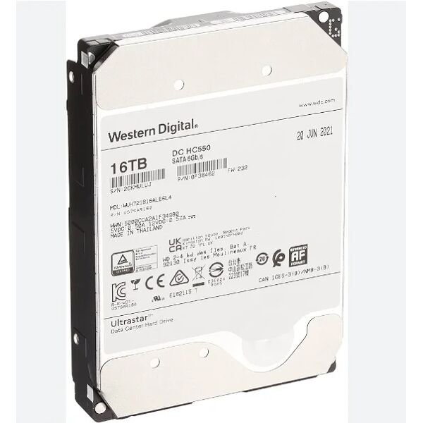 western digital spedizione immediata -  ultrastar dc hc550 3.5 16 tb serial ata iii [0f38462]