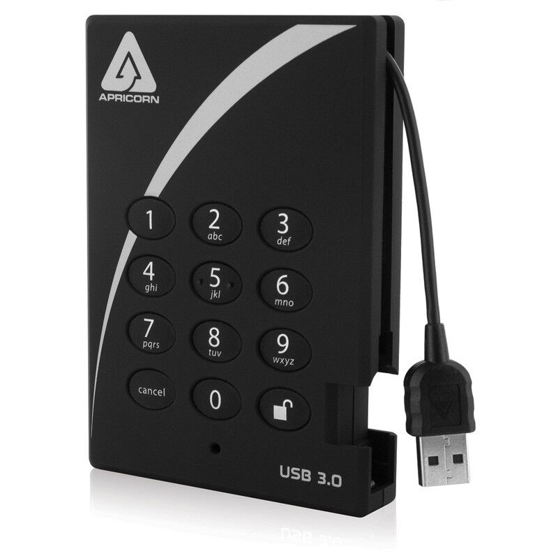 Apricorn Hard disk esterno  Aegis Padlock disco rigido 2000 GB Nero [A25-3PL256-2000]