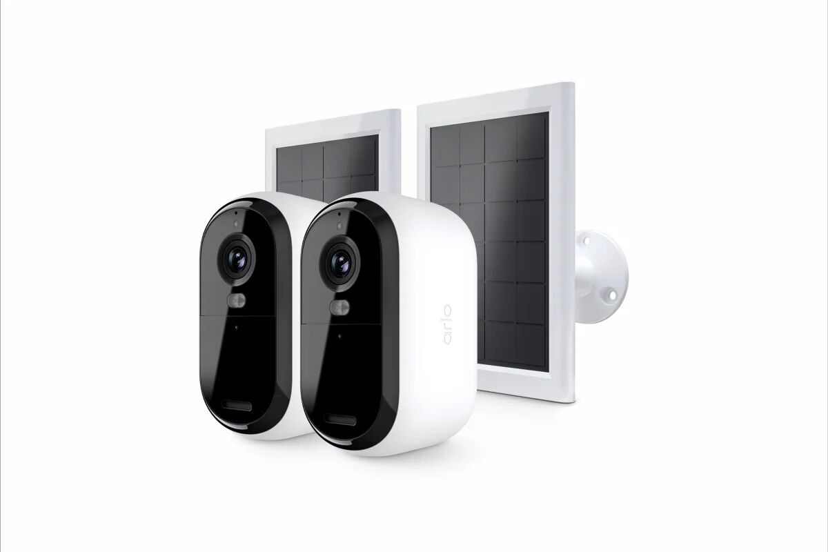 Arlo Telecamera di sicurezza  sorveglianza per esterni 2K Essential con Pannelli Solari, set da 2