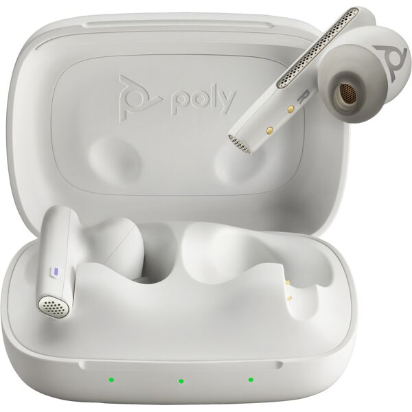 poly cuffia con microfono  auricolari bianco sabbia voyager free 60 uc m + adattatore bt700 usb-c custodia per ricarica di base [7y8l6aa]