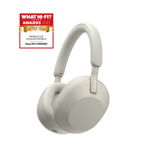 sony cuffia con microfono  wh-1000xm5 cuffie wireless noise cancelling - batteria fino a 30 ore around-ear con alexa e google assistant integrato per telefonate argento [wh1000xm5s.ce7]