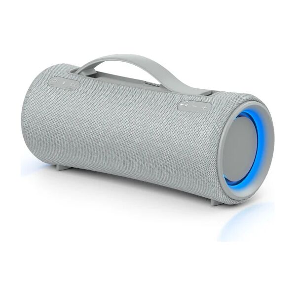 sony altoparlante portatile  srs-xg300 - speaker bluetooth wireless con suono potente e illuminazione incorporata, adatto per le feste resistente all'acqua, durata della batteria di 25 ore, ricarica smartphone funzione ricarica rapida grigio chiaro [srsxg