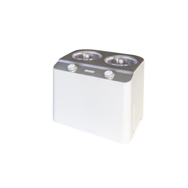 unold macchina per gelato  doppio gelatiera compressore 2,4 l 250 w acciaio satinato, bianco [48830]