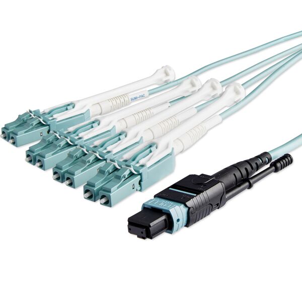 startech.com cavo a fibre ottiche  mpo8lcpl10m infiniband/fibre optic cable 10 m mpo/mtp 8x lc om3 colore acqua [mpo8lcpl10m]