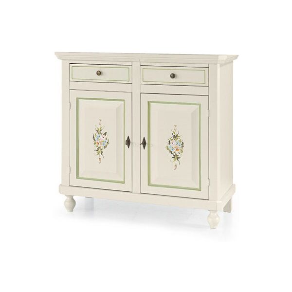 credenza classica in legno bianco lucido decorata 105 x 45