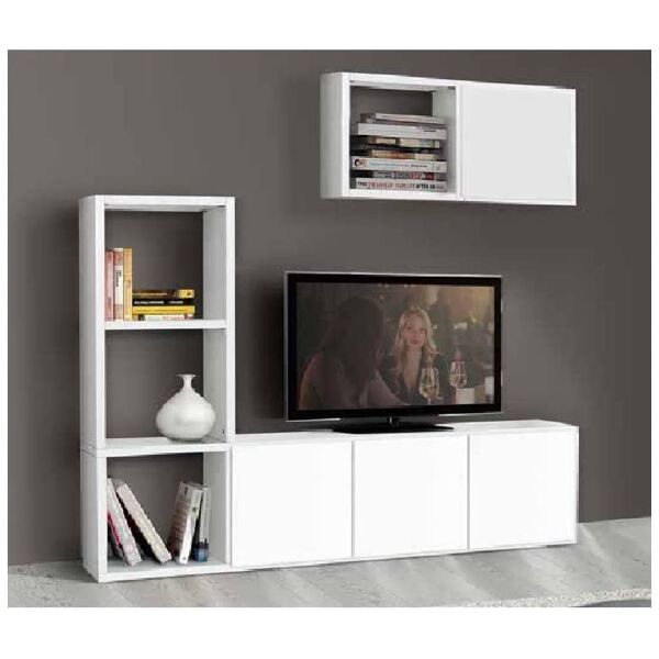 set soggiorno libreria e porta tv bianco frassinato moderno in mdf laminato