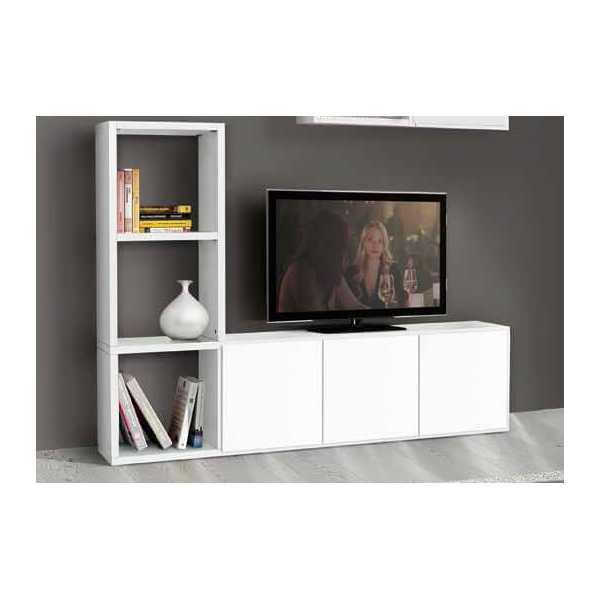 libreria e porta tv bianco frassinato con 4 ante