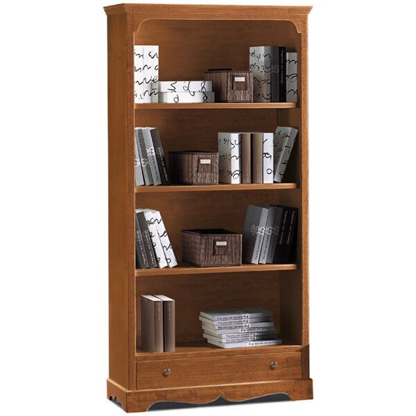 libreria arte povera in legno in noce lucido 94 x 36 x 149