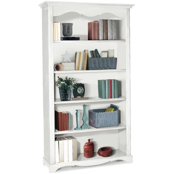 libreria arte povera in legno bianco opaco 120 x 40 x 210