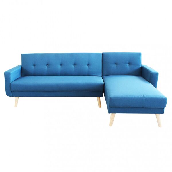 divano con penisola letto blu melange struttura in metallo e legno