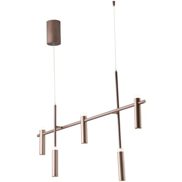 lampadario sospensione led candle eclettico colore bronzo 5 x 7w mis 120 x 180 cm