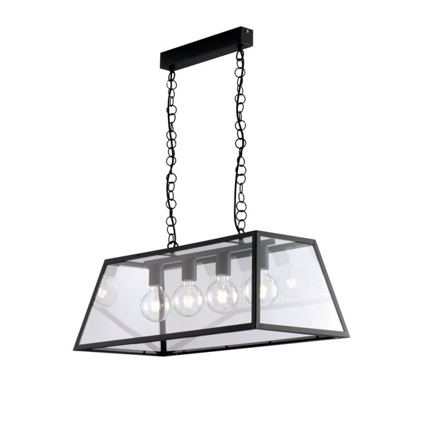 lampadario sospensione charleston industrial vintage colore nero 40w mis 38 x 28 x 120 cm