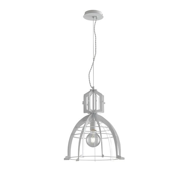 lampadario sospensione urban industrial vintage colore bianco 60w mis 40 x 50 x 120 cm