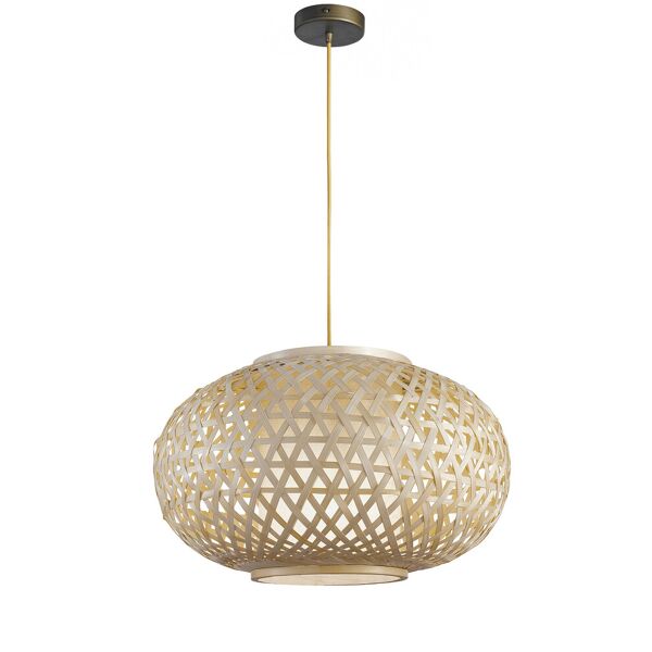 lampadario sospensione zen industrial vintage colore bambu naturale 60w mis 70 x 110 cm